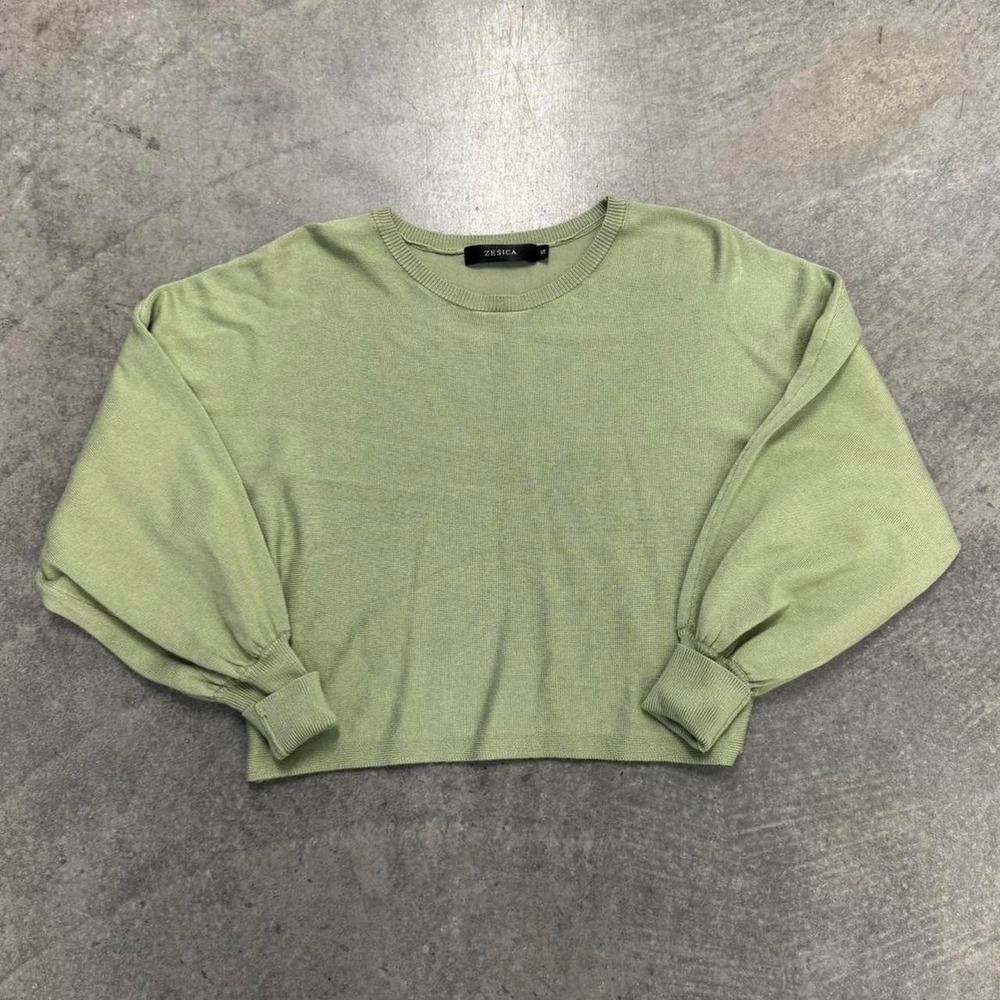 Women's Green Sweater V-Neck Rayon Pullover Preppy Essential Lime Green Small